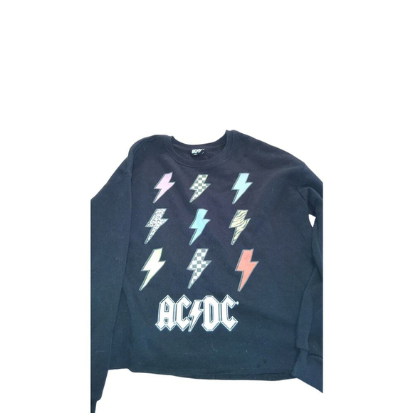 ACDC Crew Neck Long Sleeved Sweatshirt Junior  16/18 Black Thunder Bolts - Picture 1 of 6